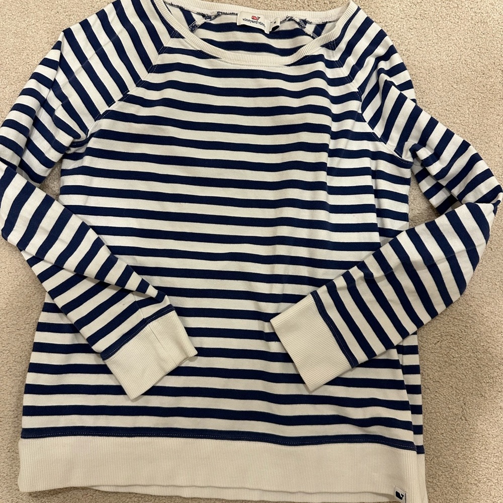 Navy and White Striped vineyard vines raglan crewneck